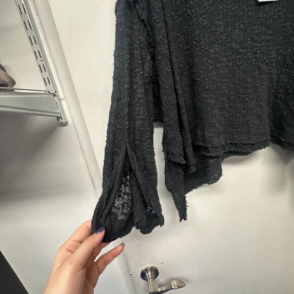 We the Free People Island Girl Beach Hacci Top Pullover Black NWT! Size S - Picture 3 of 5